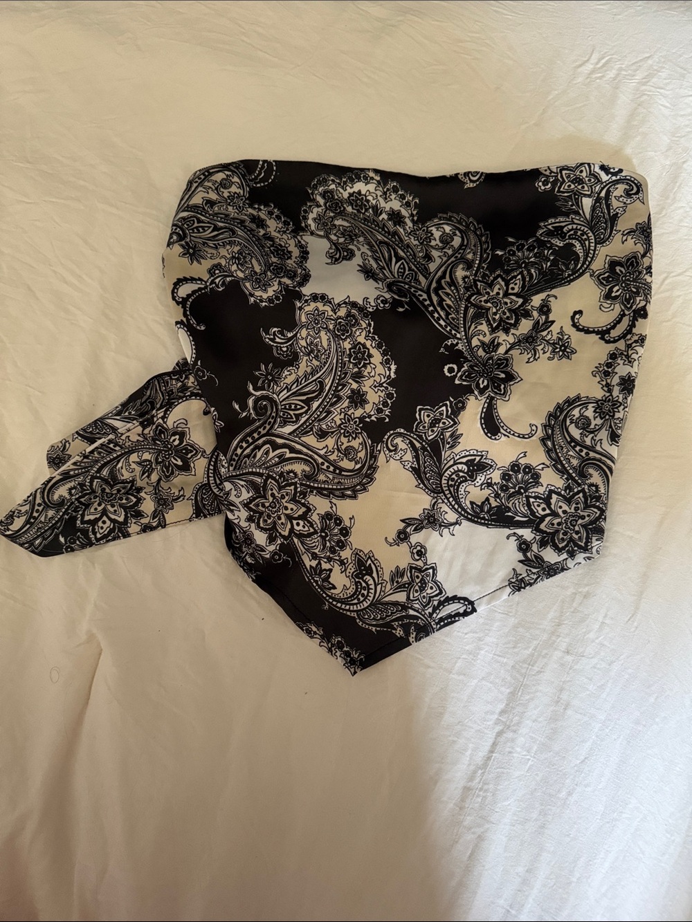Garage Black & White Paisley Bandana Top